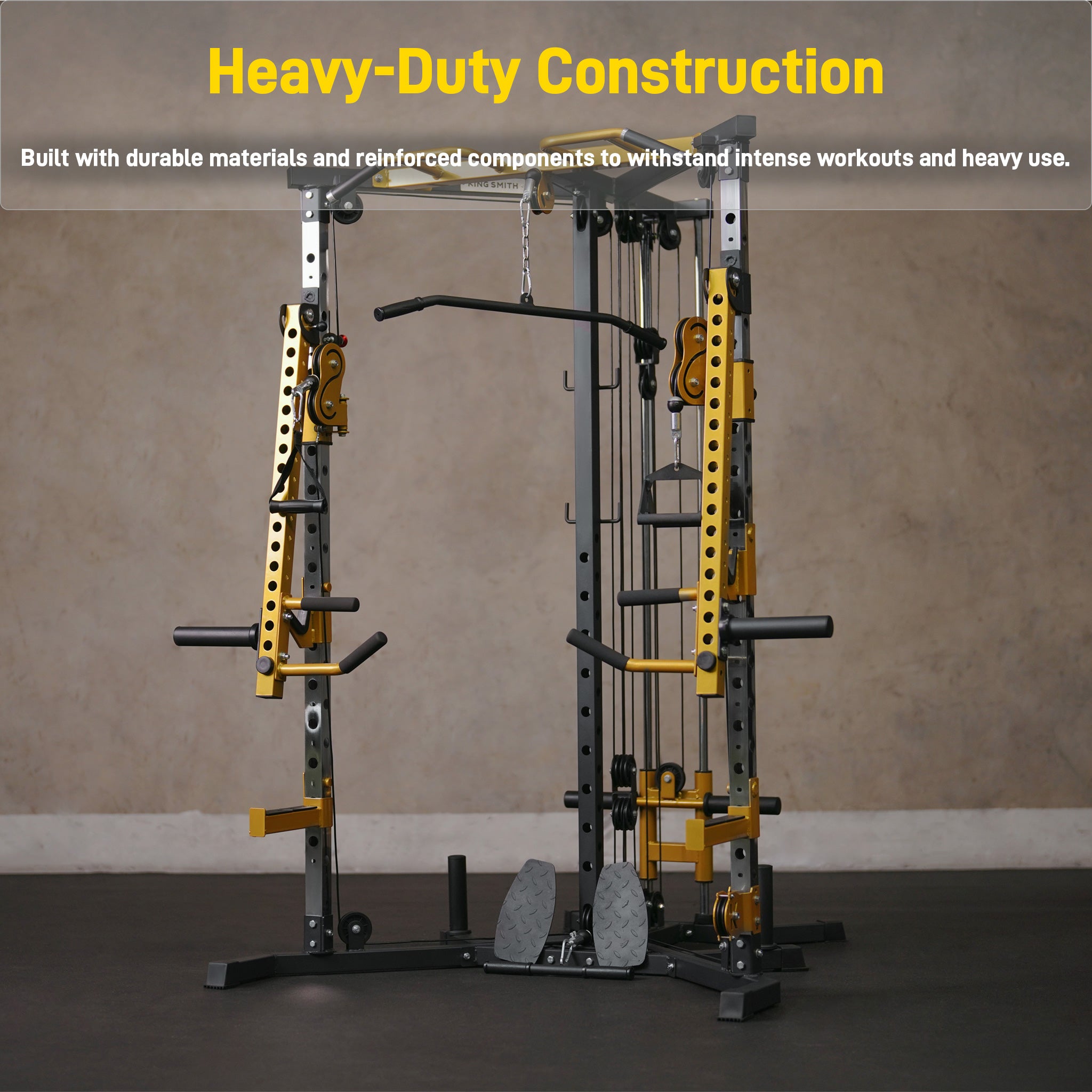 Versatile Power Rack with Cable Pulley System for Home Gym