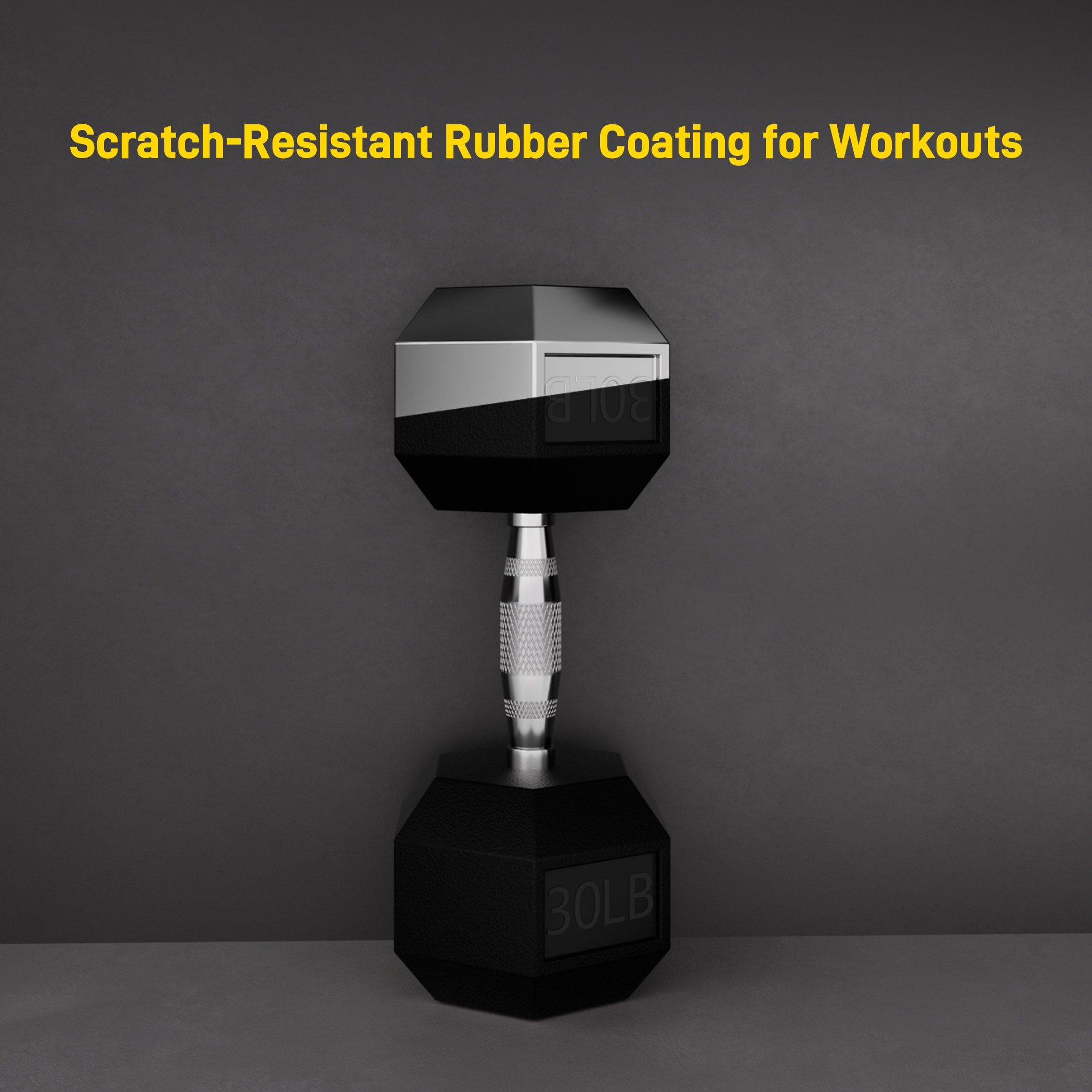 KINGSMITH Rubber Coated Hex Dumbbell with Chrome