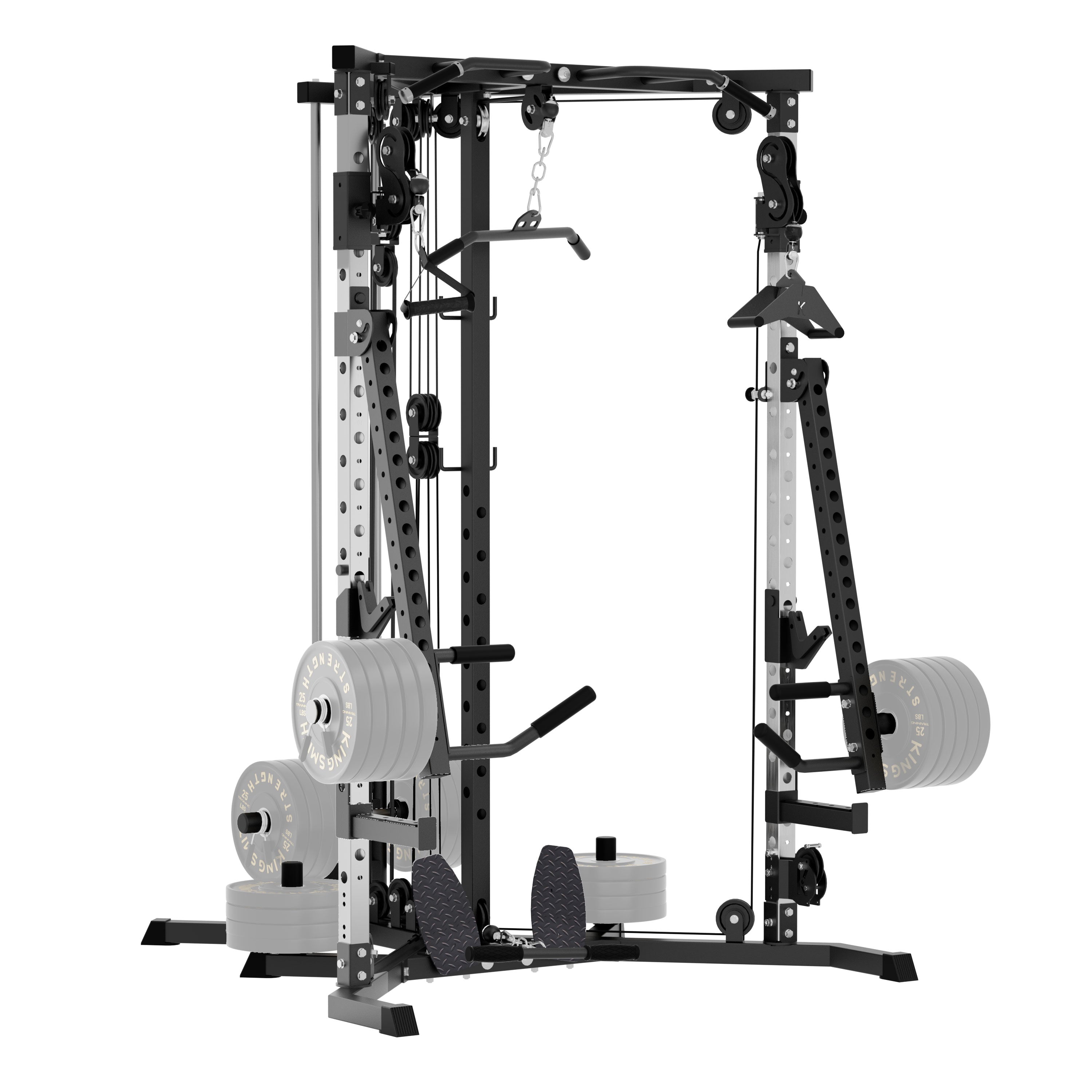 Versatile Power Rack with Cable Pulley System for Home Gym
