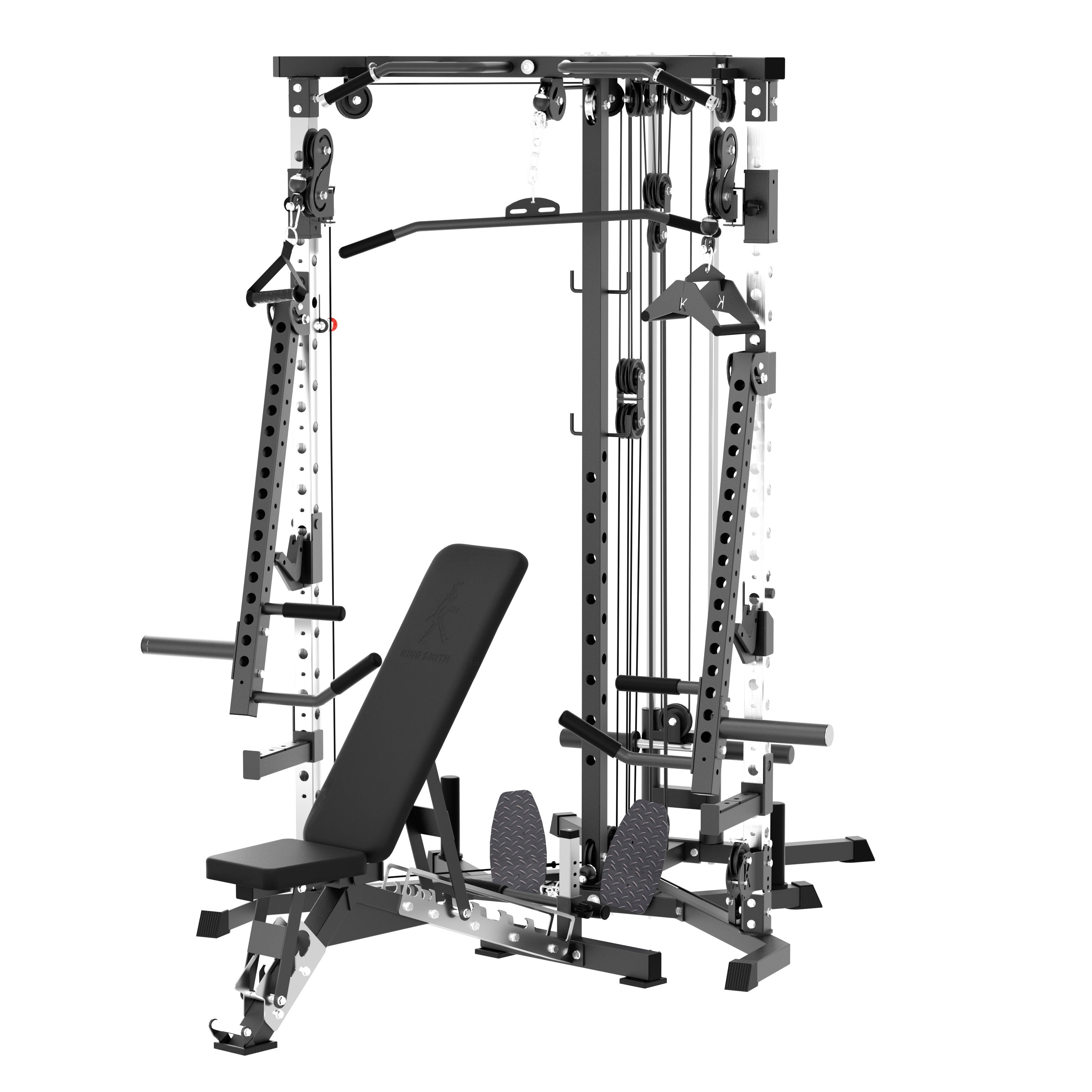 Versatile Power Rack with Cable Pulley System for Home Gym