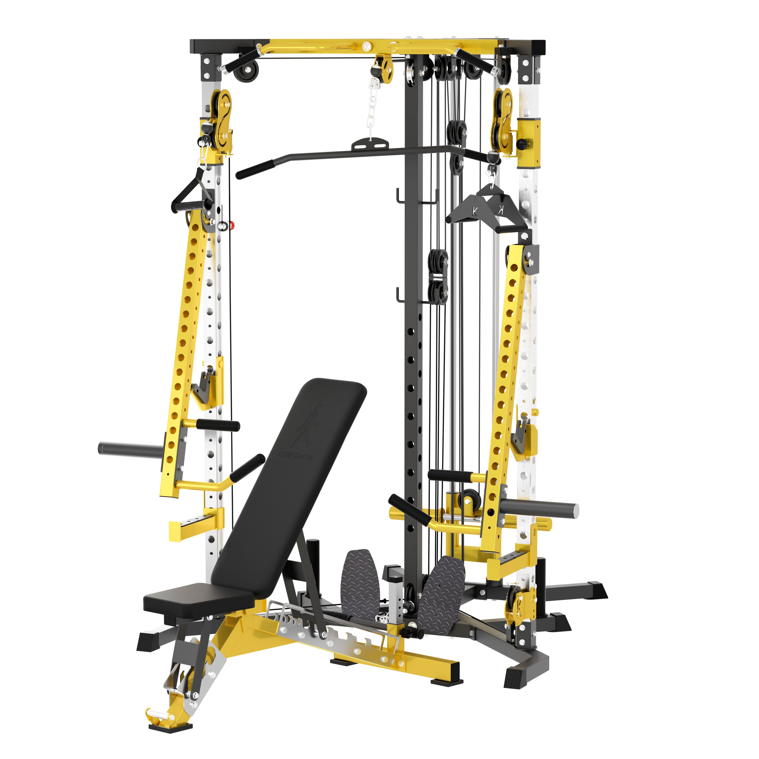 Versatile Power Rack with Cable Pulley System for Home Gym