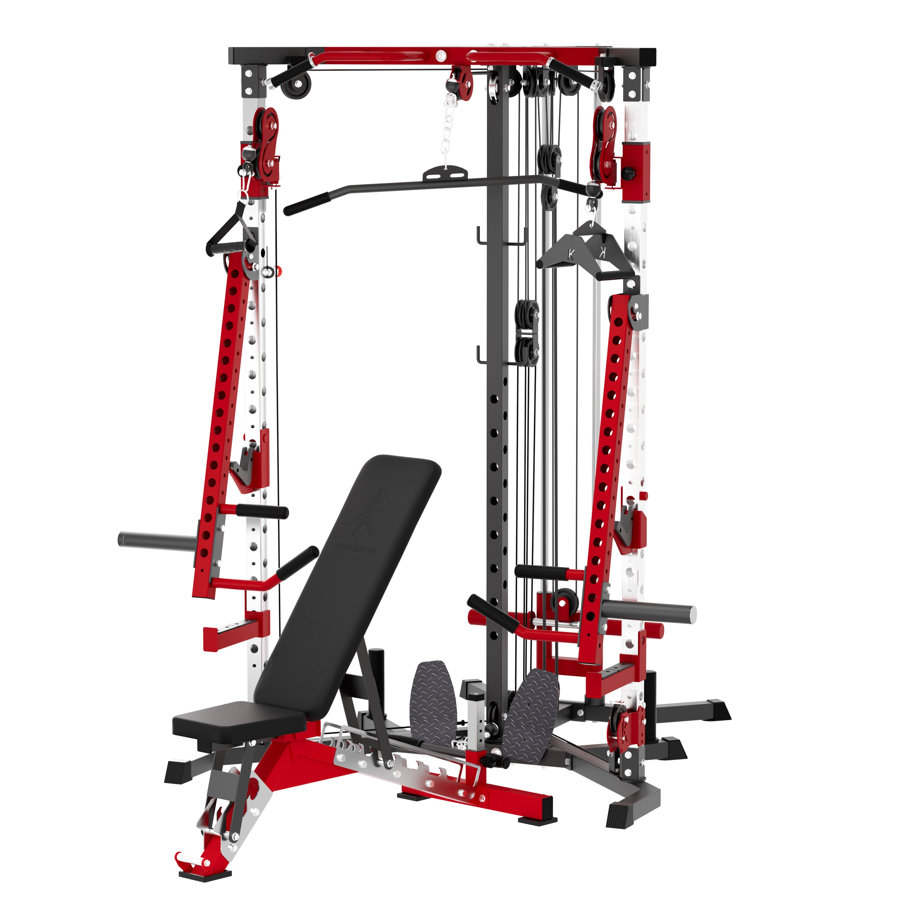 Versatile Power Rack with Cable Pulley System for Home Gym