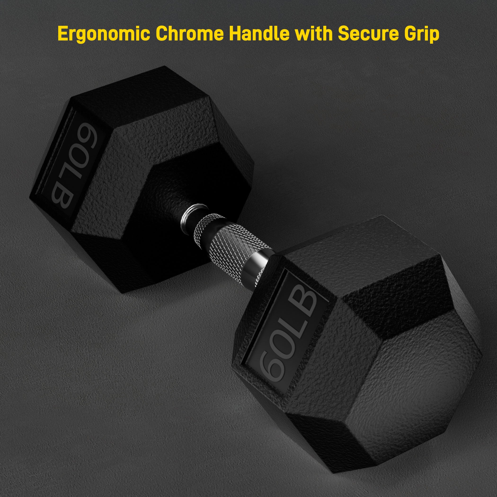 KINGSMITH Rubber Coated Hex Dumbbell with Chrome