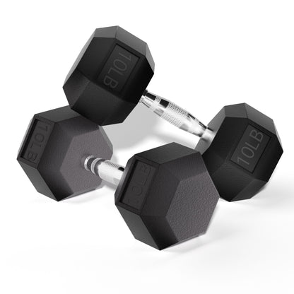 KINGSMITH Rubber Coated Hex Dumbbell with Chrome