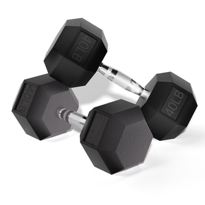 KINGSMITH Rubber Coated Hex Dumbbell with Chrome