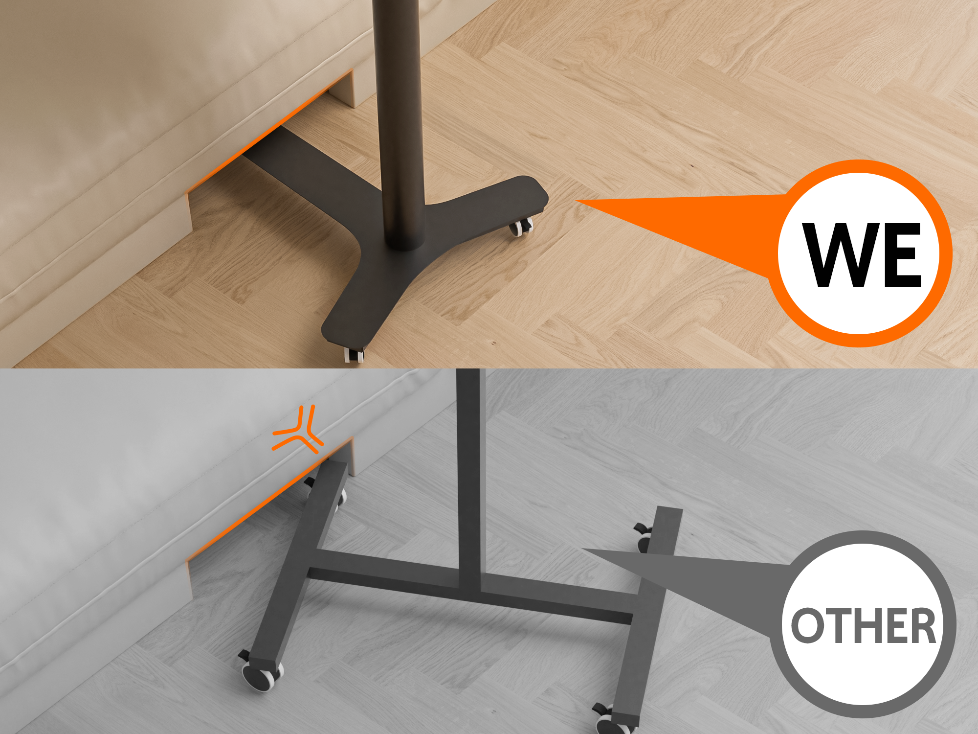 Rolling Adjustable Height Desk with Drawer and Wheels, Portable Small Standing Desk Pneumatic for Home Office