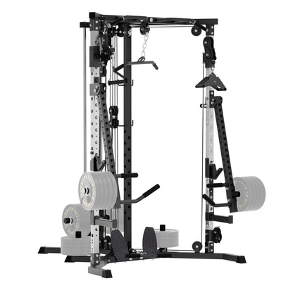 Versatile Power Rack with Cable Pulley System for Home Gym