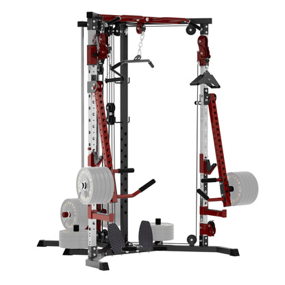 Versatile Power Rack with Cable Pulley System for Home Gym