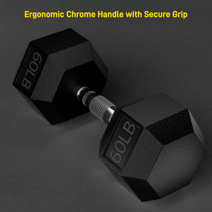 KINGSMITH Rubber Coated Hex Dumbbell with Chrome